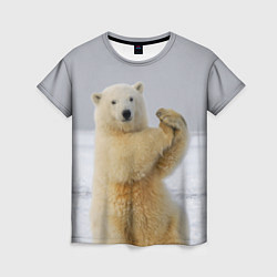 Женская футболка Белый медведь разминается