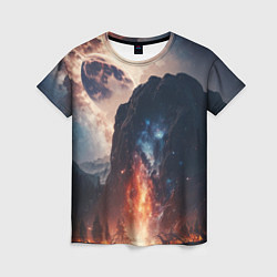 Женская футболка Галактика как ночное небо над пейзажем