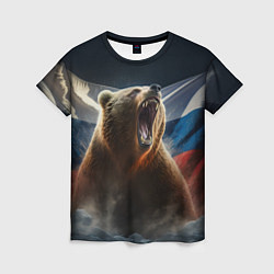 Женская футболка Русский медведь патриот