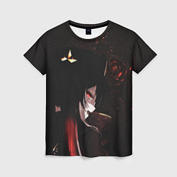 Женская футболка Ху Тао с огненными розами