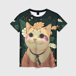 Женская футболка Смущённый мемный котик