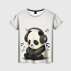 Женская футболка Милая панда в наушниках