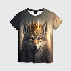 Женская футболка Волк в золотой короне