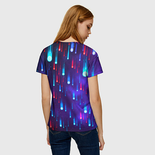 Женская футболка Neon rain / 3D-принт – фото 4