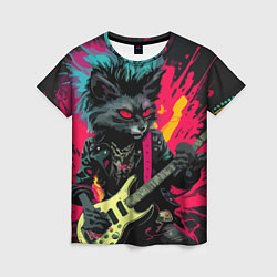 Женская футболка Rocker Cat on a dark background - C-Cats collectio