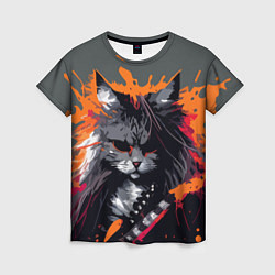 Женская футболка Rocker Cat on a gray background - C-Cats collectio