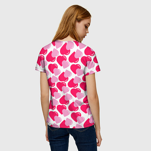 Женская футболка Двойные сердечки - паттерн / 3D-принт – фото 4