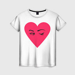 Женская футболка Красное сердце - любовь с глазами