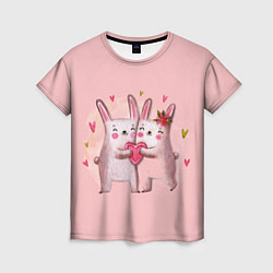 Женская футболка Два зайчика с сердцем