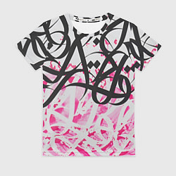 Футболка женская Черно-розовая каллиграфия, цвет: 3D-принт