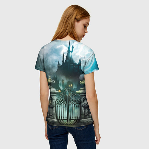 Женская футболка Wednesday темный замок / 3D-принт – фото 4