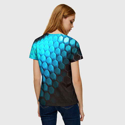 Женская футболка Abstraction neon blue / 3D-принт – фото 4
