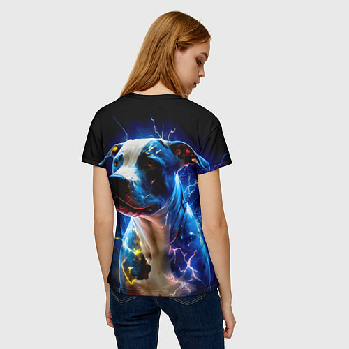 Женская футболка Стаффордшир искрящий молниями / 3D-принт – фото 4