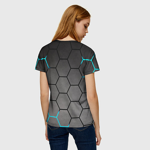 Женская футболка Броня текстура неоновая / 3D-принт – фото 4