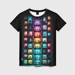 Женская футболка Разноцветный жилой дом