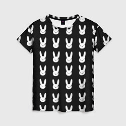 Футболка женская Bunny pattern black, цвет: 3D-принт