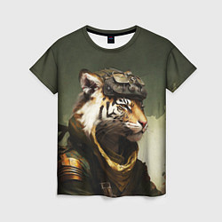 Женская футболка Тигр в милитари форме