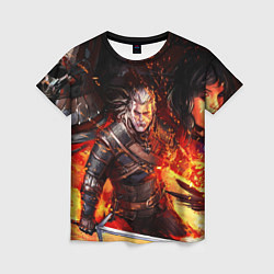 Женская футболка The Witcher Геральт в огне