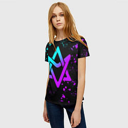 Футболка женская Astro neon emblem, цвет: 3D-принт — фото 2