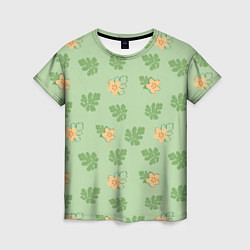 Женская футболка Узор из цветков и листьев арбуза