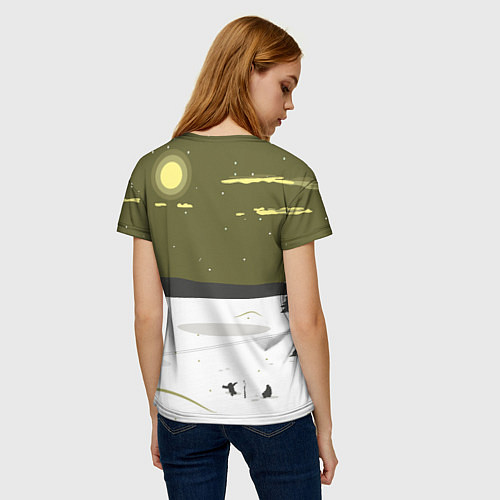 Женская футболка Зимняя рыбалка / 3D-принт – фото 4