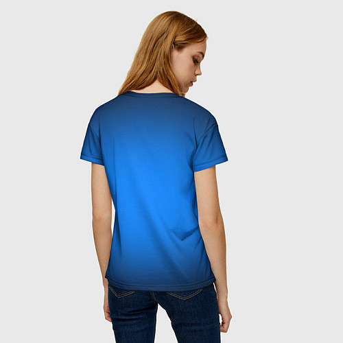 Женская футболка Лазурный фон и черная виньетка / 3D-принт – фото 4
