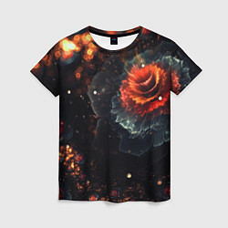 Женская футболка Midjourney Цветок вулкан