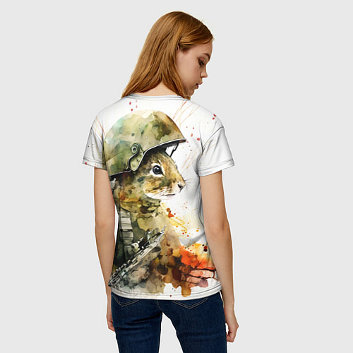 Женская футболка Белка солдат / 3D-принт – фото 4