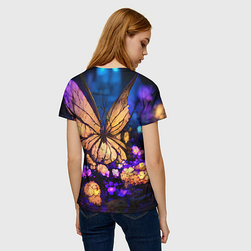 Женская футболка Цветок бабочка midjouney / 3D-принт – фото 4