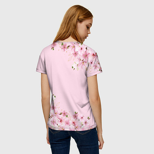 Женская футболка Папина дочка сакура / 3D-принт – фото 4