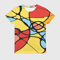 Футболка женская Яркий абстрактный узор из цветных овалов и плавных, цвет: 3D-принт