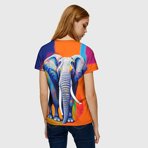 Женская футболка Слон красочный / 3D-принт – фото 4