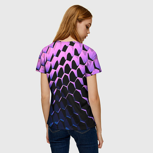 Женская футболка Шестиугольники волны / 3D-принт – фото 4