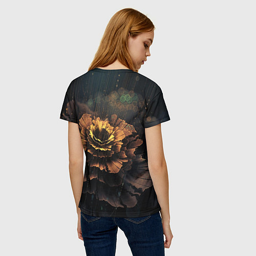 Женская футболка Midjourney цветок под дождем / 3D-принт – фото 4