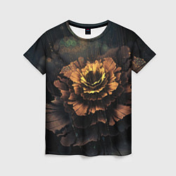 Женская футболка Midjourney цветок под дождем