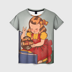 Женская футболка Девочка с виниловой пластинкой - рождена быть звез