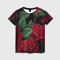 Женская футболка Много красных роз