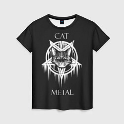 Женская футболка Cat metal