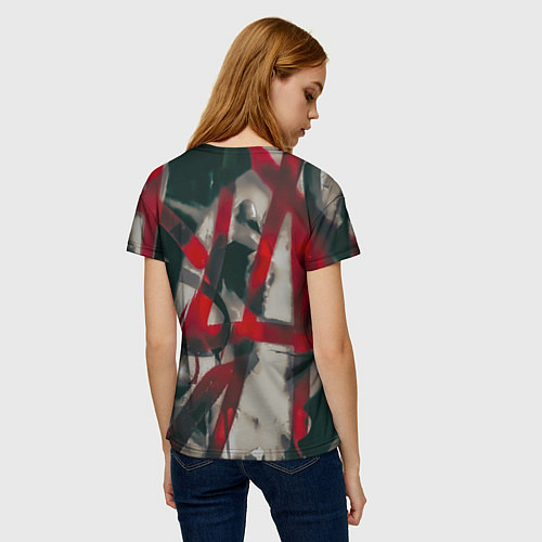 Женская футболка Красное граффити / 3D-принт – фото 4