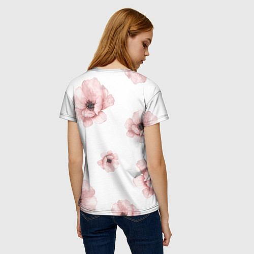 Женская футболка Цветок сакуры на белом фоне / 3D-принт – фото 4
