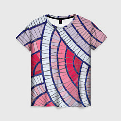 Женская футболка Абстрактная белая-фиолетовая-красная текстура