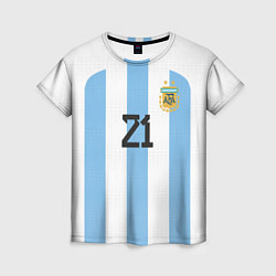 Женская футболка Дибала форма сборной Аргентины домашняя