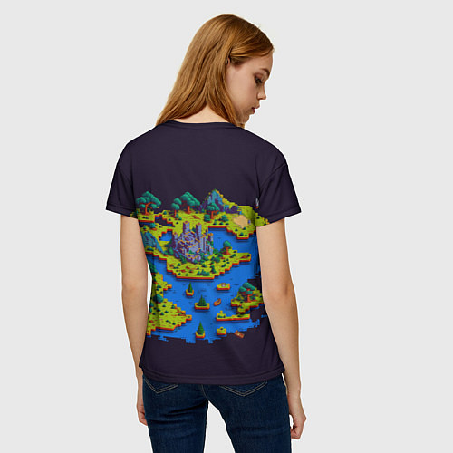 Женская футболка Пиксельный остров и замок / 3D-принт – фото 4