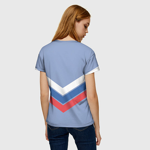 Женская футболка Триколор - три полоски на голубом / 3D-принт – фото 4