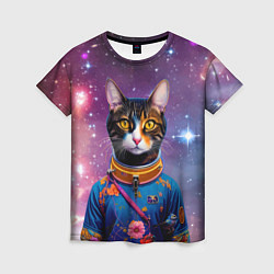 Футболка женская Кот бравый космонавт, цвет: 3D-принт