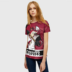 Футболка женская Arizona Coyotes маскот, цвет: 3D-принт — фото 2
