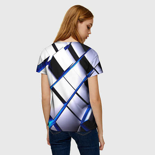 Женская футболка Неоновые плиты киберпанк / 3D-принт – фото 4