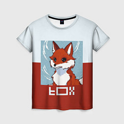 Женская футболка Пиксельная лиса с надписью fox