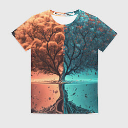 Футболка женская Таинственное дерево в озере, цвет: 3D-принт