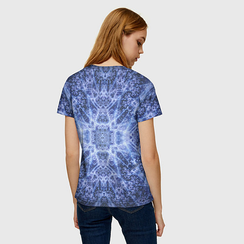 Женская футболка Ледяные линии на синем цвете / 3D-принт – фото 4